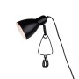 Schwarze Näve Klemmleuchte Mara, 28 cm, mit Metallklemme und Schalter am Kabel.