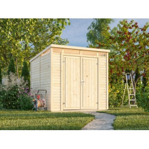 Palmako Holz-Gartenhaus mit Pultdach, naturbelassen und tauchgrundiert, 221x228 cm, 4,9 m².