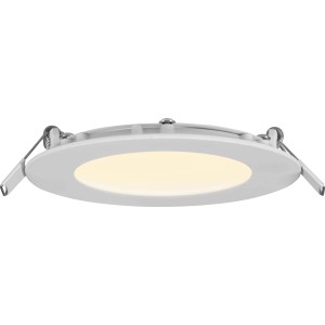 Weiße LED-Einbauleuchte Slim, Ø 11,5 cm, für Decken und Möbel.