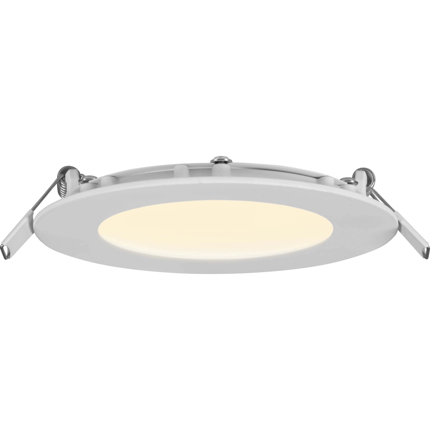 Weiße LED-Einbauleuchte Slim, Ø 11,5 cm, für Decken und Möbel.