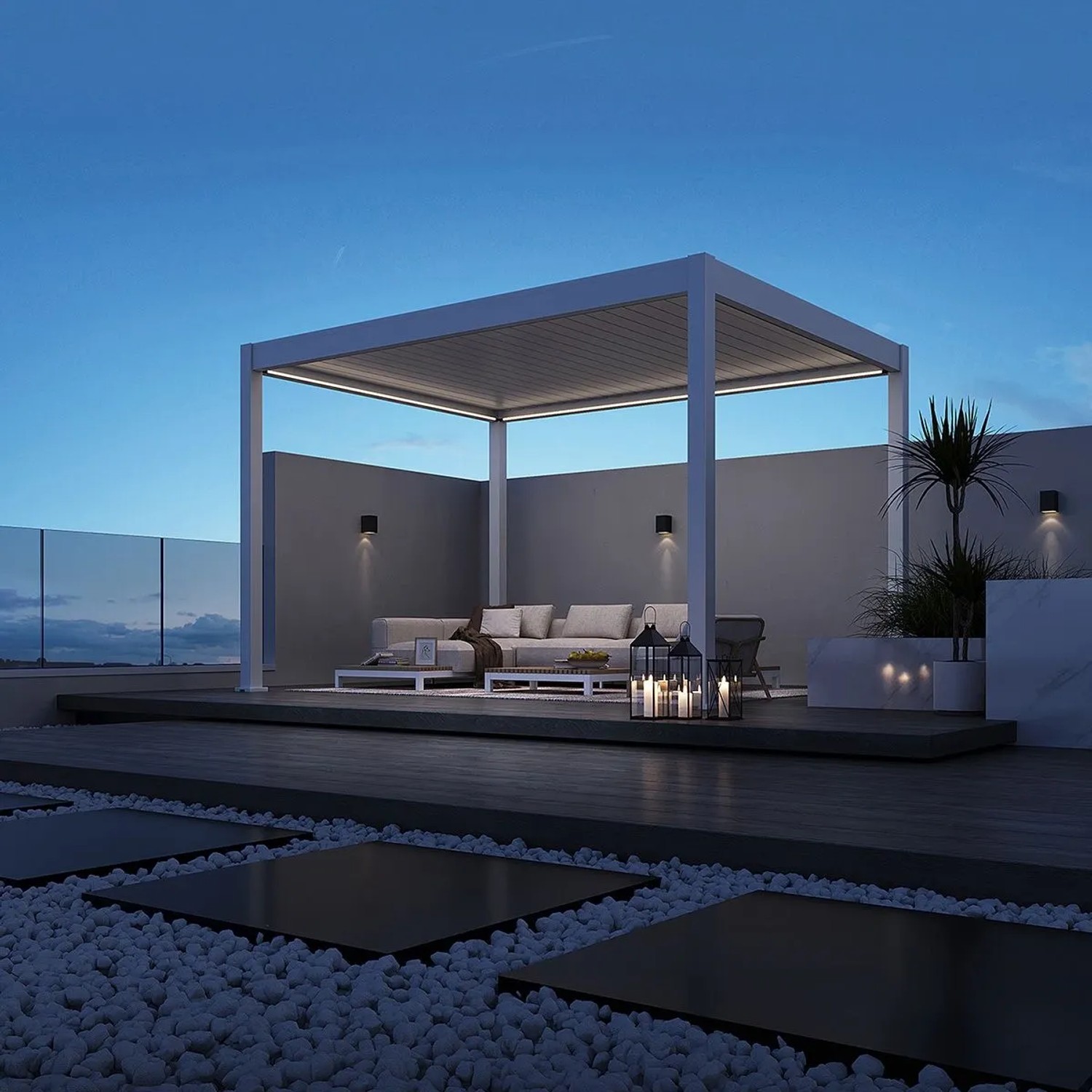 Weide Deluxe Elektrisch Pavillon Terrassenüberdachung Aluminium Led 3 X 4 M_4