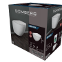 Verpackung des Domberg Wand-WC-Sets DB1005 in Weiß, mit WC-Sitz und Zubehör.