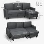 Dunkelgraues HOMCOM Ecksofa mit Schlaffunktion, Stauraum-Chaiselongue, als Sofa und Bett. 197x129x85 cm.