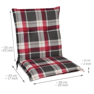 Beautissu Sunny RK Niedriglehner Auflage, 8er Set, Bordeaux kariert, 100x50 cm.