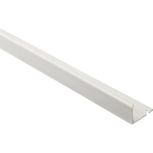 Weißes, mattes Winkelprofil aus PVC, 6 mm stark und 2,5 m lang. Ideal als Fliesenschiene.