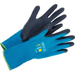 Kinder Gartenhandschuhe, Größe 5, mit Naturlatex-Teilbeschichtung, blau/schwarz.
