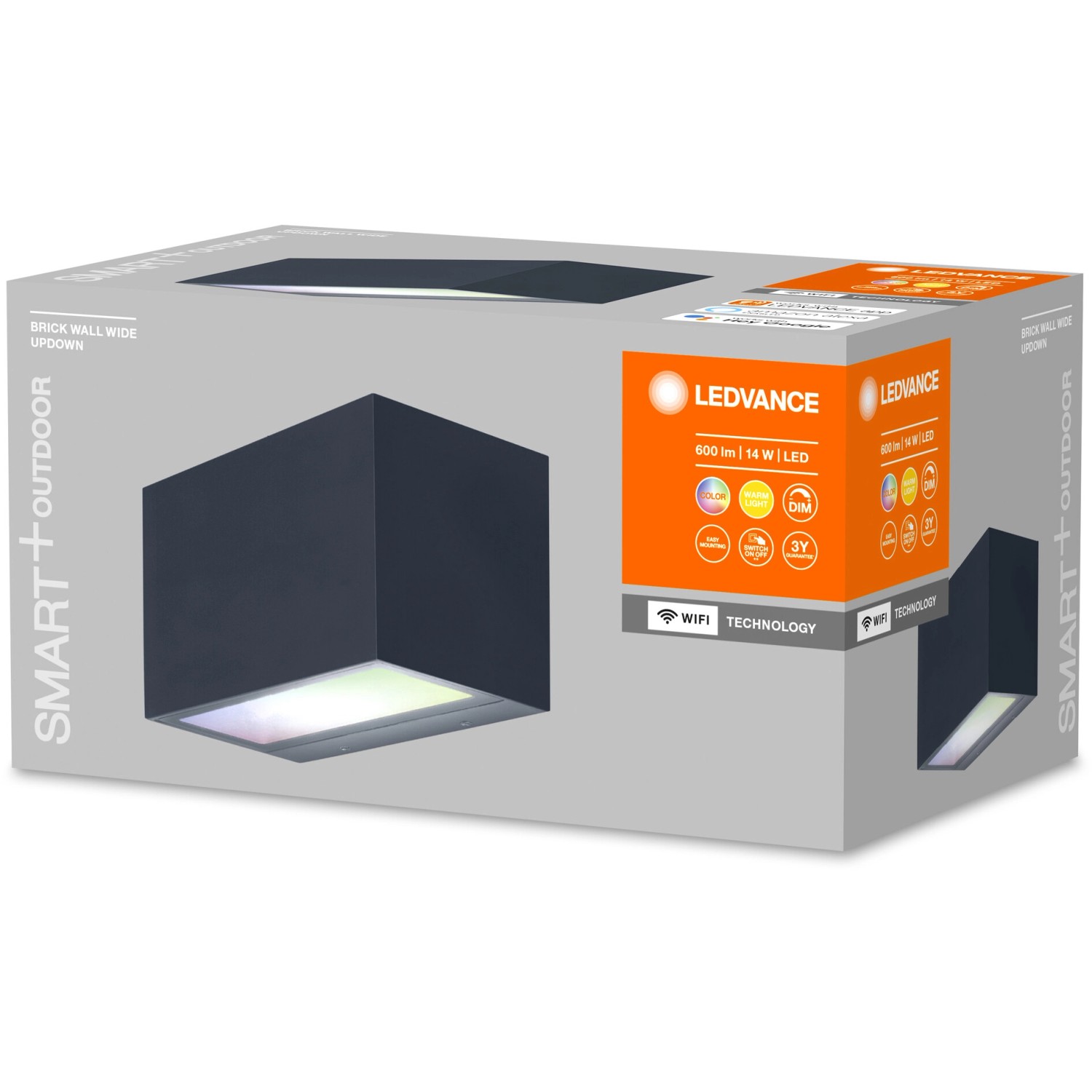 Ledvance Smart+ Brick Multicolor Außenleuchte, dunkelgrau. Smarte LED-Wandleuchte für den Außenbereich.