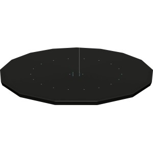 Schwarze Bestway Flowclear Poolabdeckung Ø 457 cm aus PVC mit Drainagelöchern.