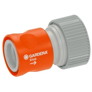 Gardena Profi-System Übergangsstück mit Wasserstop, 19 mm (3/4 Zoll), orange/grau.