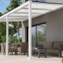 Weiße Terrassenüberdachung Basic 500x250 cm mit Opal Polycarbonatplatten.