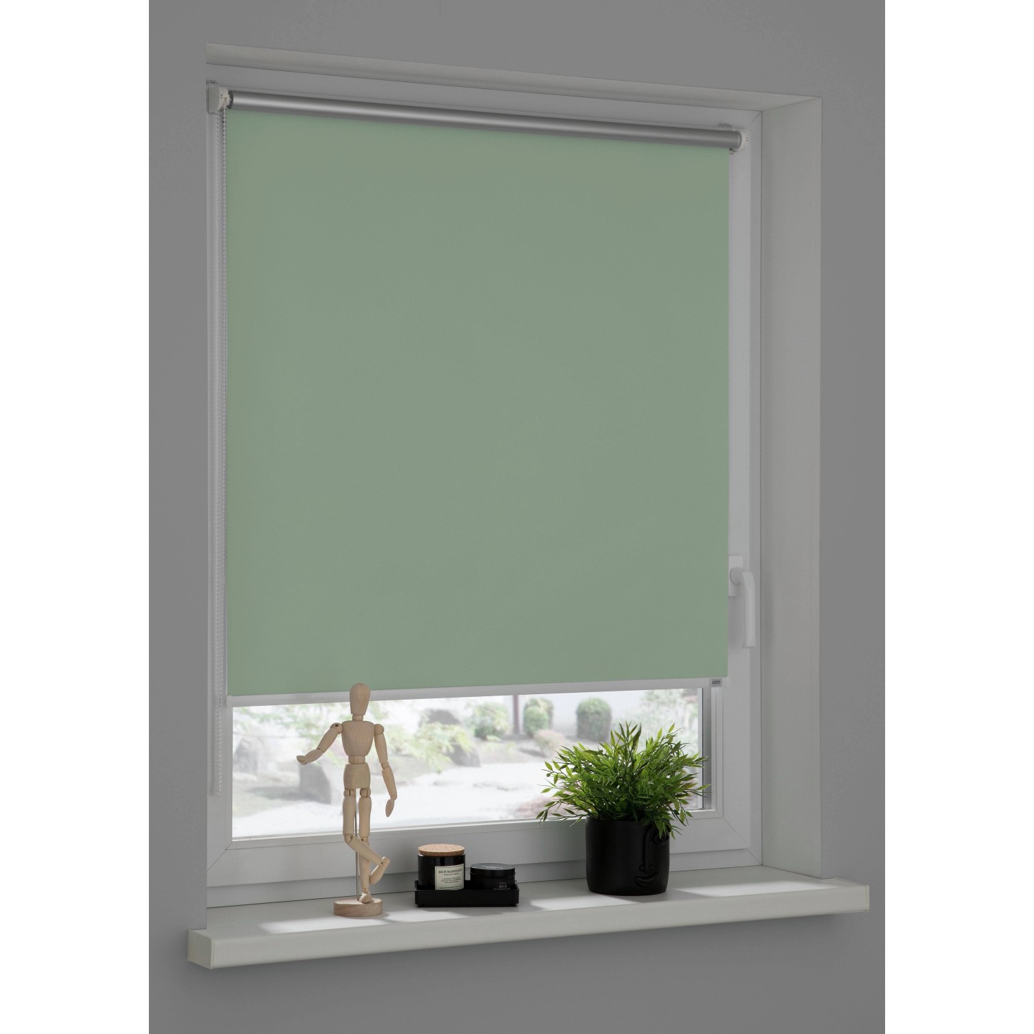 Schöner Wohnen Thermo-Rollo Martha, 100x150 cm, Grün, verdunkelnd im Fenster.