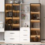 okwish Vitrine mit LED Glasfächern Bücherregal Wohnzimmer 140x40x160cm Weiß_2