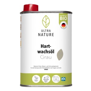 Ultra Nature Hartwachsöl Grau, 250ml Dose für Holzoberflächen im Innenbereich.