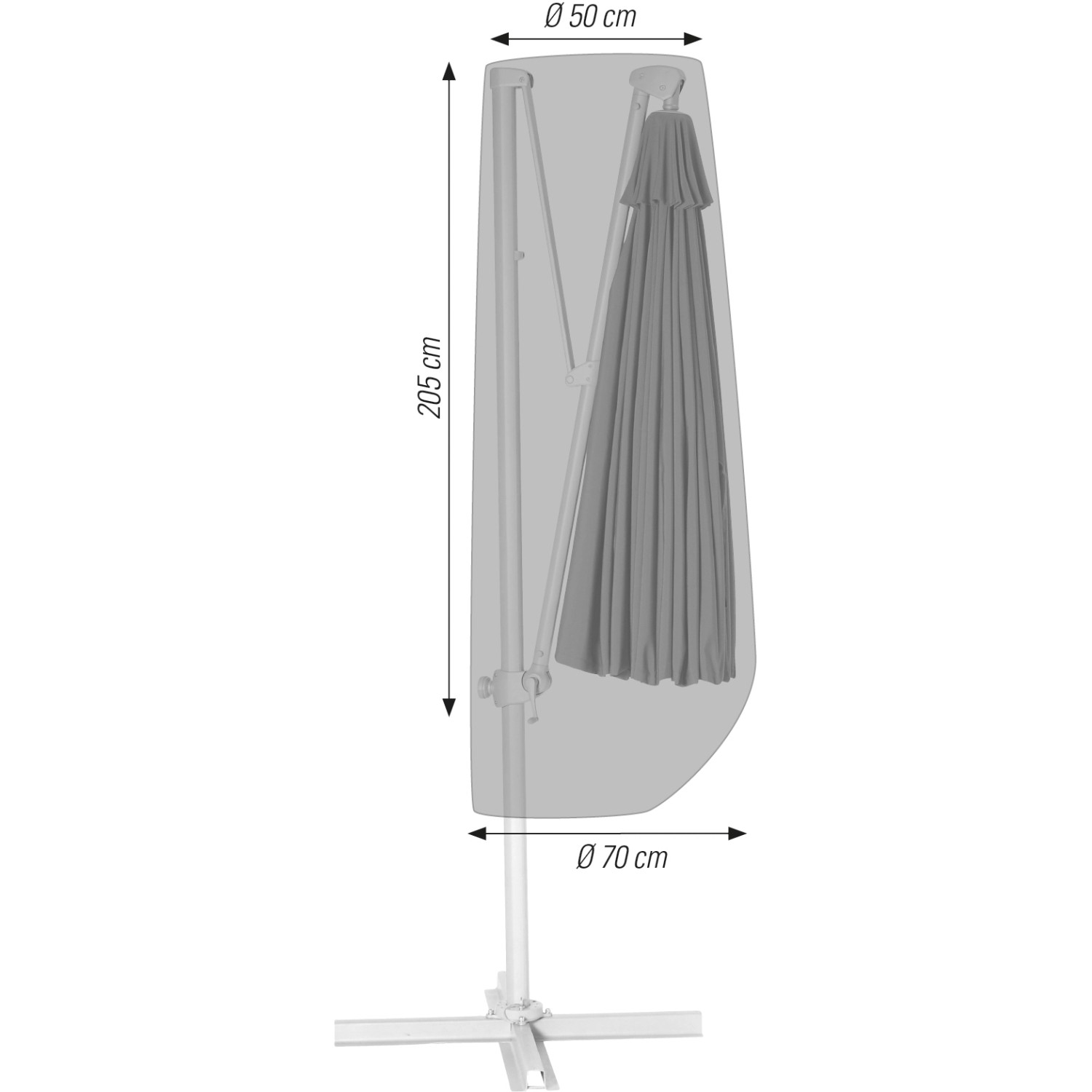 Graue Acamp Schutzhülle für Ampelschirm bis 300cm, wasserdicht und reißfest.