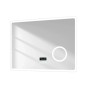 Emke Badspiegel 80x60 cm mit LED-Beleuchtung, dimmbar, 3-fach Vergrößerung, Bluetooth, Zeitanzeige und Touch-Bedienung.