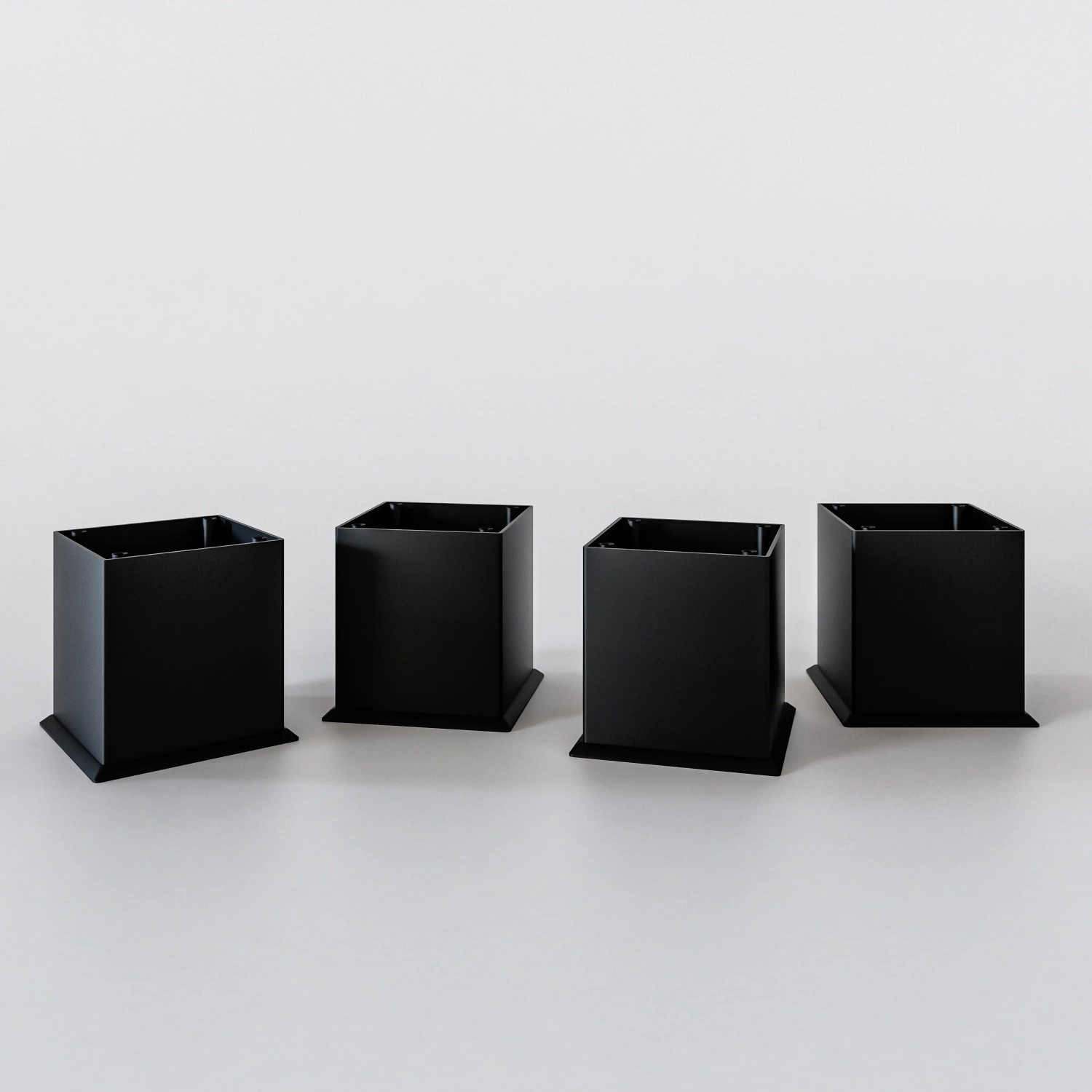 4 schwarze Möbelfüße für Held Möbel Waschbeckenunterschrank Rom, quadratisch.