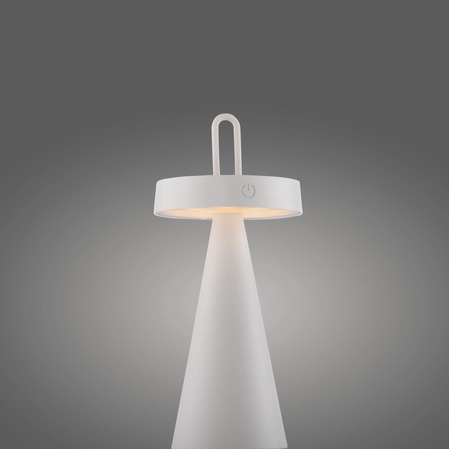 Weiße LED Akku Tischleuchte Alwa, dimmbar, für Innen & Außen, 28,9 cm hoch.