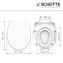Maße des weißen Schütte WC-Sitz Family Duroplast mit Absenkautomatik und Schnellverschluss.
