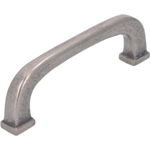 Siro Möbelgriff 1577, Metall, Silber antik, Lochabstand 96mm. Rustikaler Griff für Möbel.