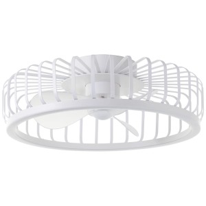 Weiße LED-Deckenleuchte Capo mit Ventilator, Ø 48 cm. Moderne Deckenlampe mit integriertem Ventilator.