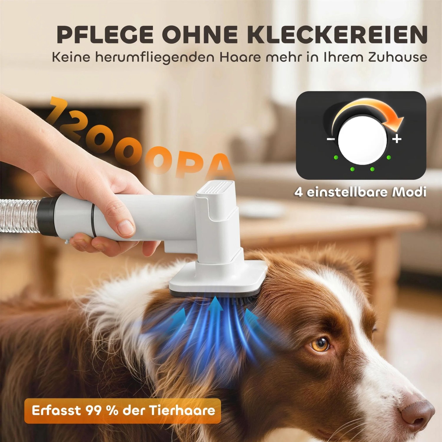 PawHut Pfotentrimmer mit Saugfunktion entfernt Tierhaare vom Hundefell. Saubere Fellpflege, 4 Modi.