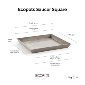 Ecopots Untersetzer quadratisch Braungrau 43 cm