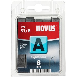 Novus Feindrahtklammern Typ 53A/8 mm Hart, 2000 Stück im transparenten Kunststoffbehälter.