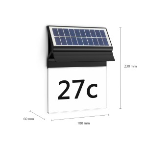 Philips Enkara Solar-Wandleuchte mit Hausnummer, Solarpanel und Tageslichtsensor. 