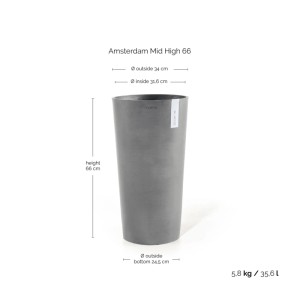 Ecopots Pflanztopf Amsterdam halbhoch, grau, 66cm hoch. Ideal für Innen- und Außenbereich.