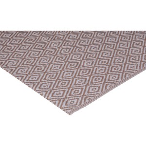 Beige-weißer Outdoor-Teppich (120x180 cm) mit Rautenmuster für Camping & Garten.