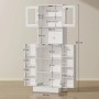 Weißer HOMCOM Küchenschrank (180x60x39,5 cm) mit offenen Türen, Regalen & Türfächern. MDF Spanplatte.