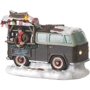 Luville Coffee Foodtruck, braun, 14x8x10cm, festliche Weihnachtsdekoration mit Beleuchtung.