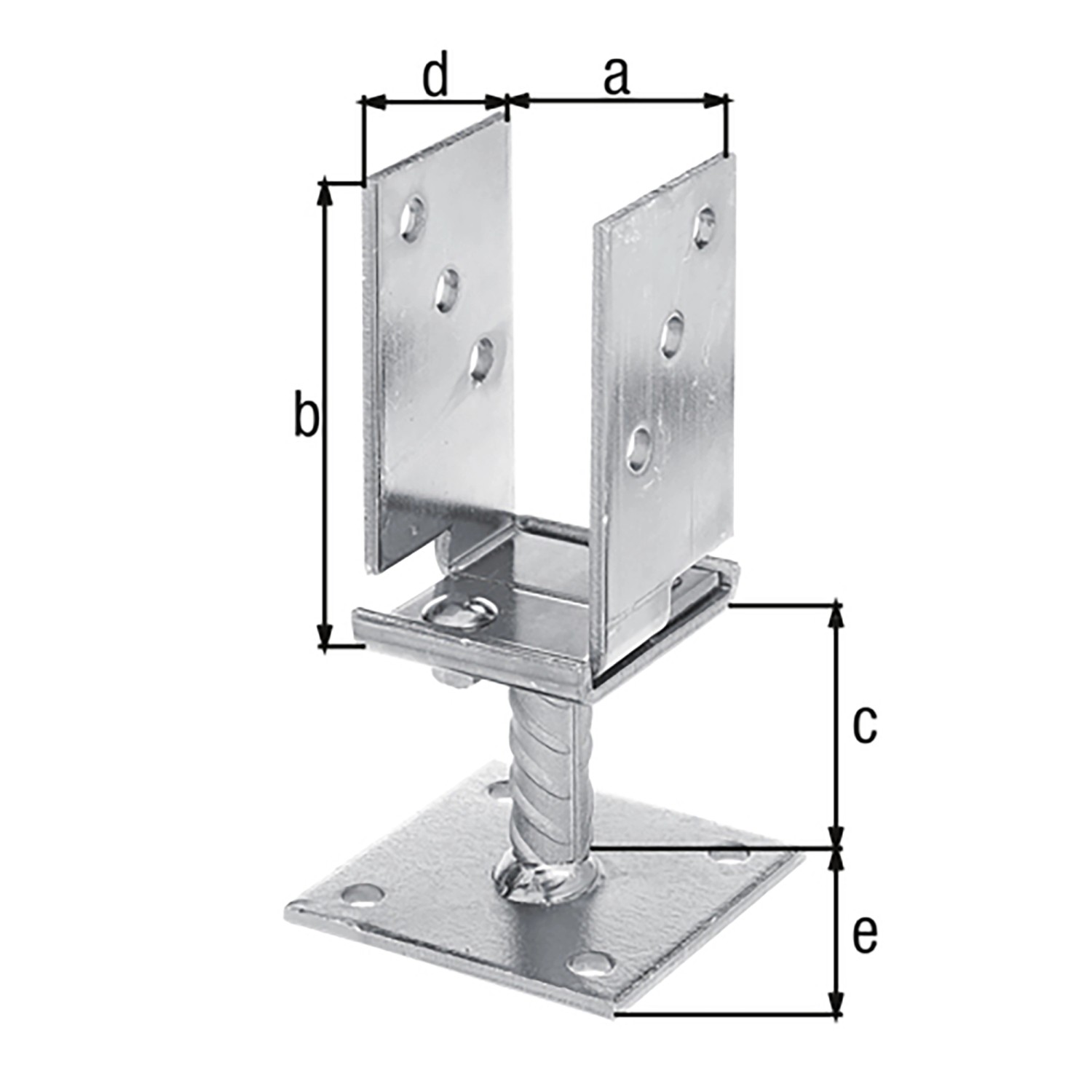 Pfostenträger UForm zum Aufschrauben Breitenverstellbar 71 131 mm