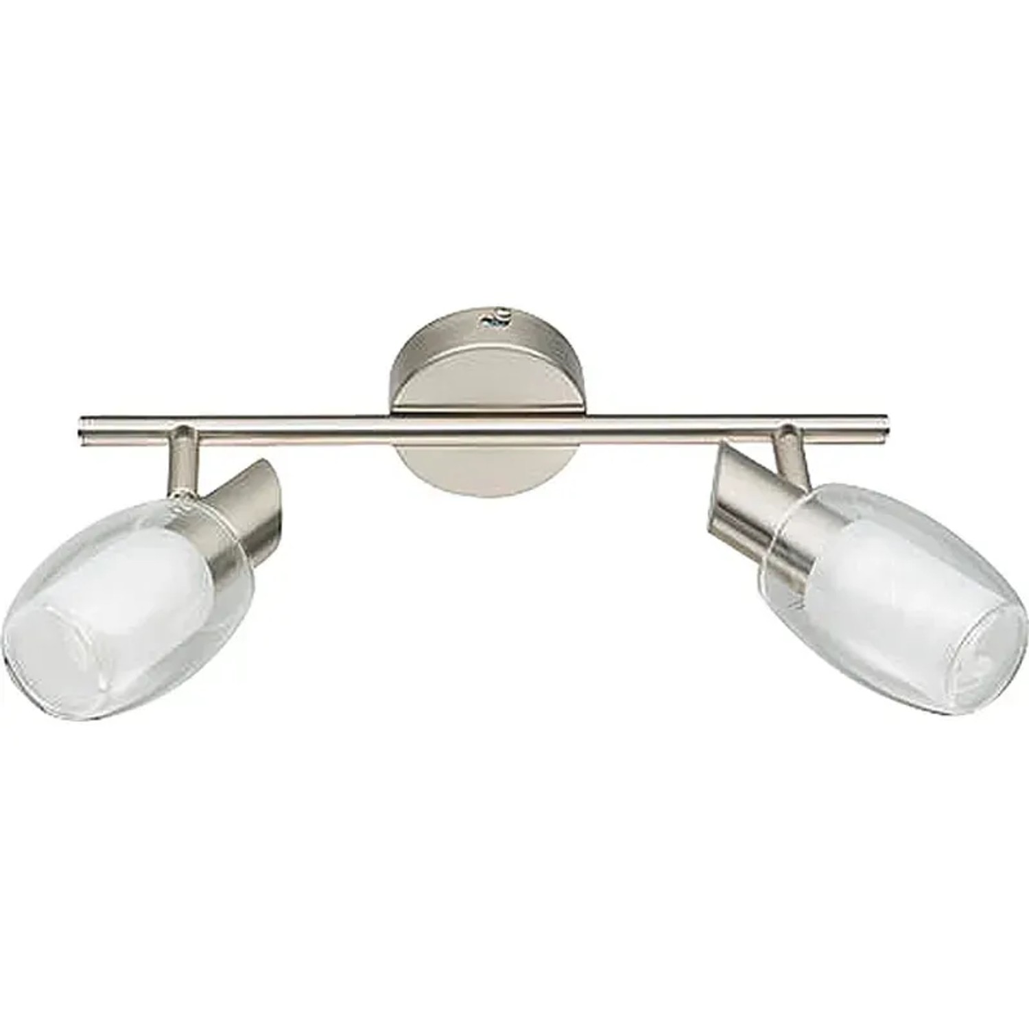 2-flammiger Spot Trino in Nickel matt mit satiniertem Glas. Inkl. E14 Energiesparlampen.