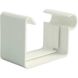 Weiße Marley Kastendachrinne Verbindungsschale RG 70 zur Verbindung von zwei Dachrinnen.