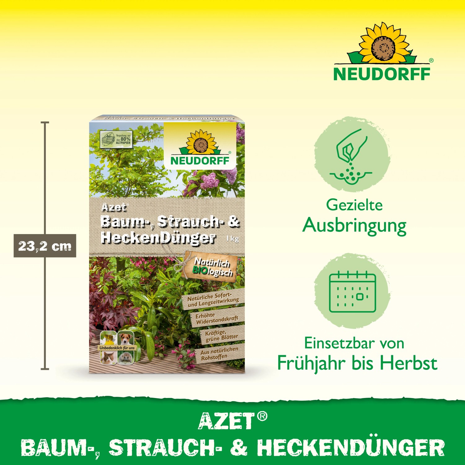 Neudorff Azet Baum-, Strauch- und Heckendünger 1 kg Packung. Organisch-biologischer Dünger für Bäume, Sträucher und Hecken.