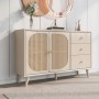 okwish Sideboard mit Türen Schubladen Wohnzimmer 120x40x80cm Beige_2