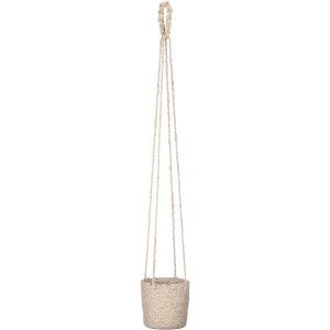 Cremefarbener Hängekorb Atlantic von Mica Decorations, Ø 14 cm, aus Seegras für Zimmerpflanzen.