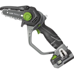 LUX Akku-Astsäge 20 V PowerSystem Set: Kompakte Einhand-Kettensäge für Garten & Holz, inkl. Akku.