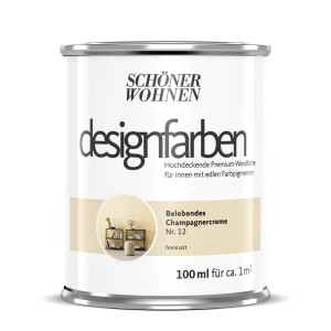 Schöner Wohnen Designfarbe Belebendes Champagnercreme, 100ml Dose.