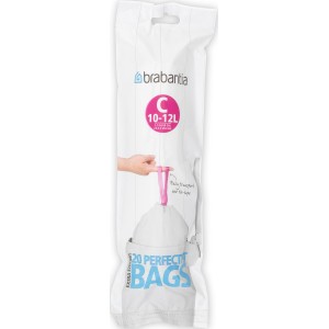Verpackung Brabantia Müllbeutel PerfectFit 12 Liter, Größe C, mit Zugband.