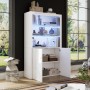 okwish Sideboard mit LED Beleuchtung Glasböden Aufbewahrungsschrank 100x35x170cm Weiß_2