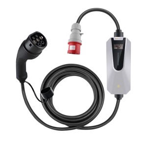 Junsun 11kW EV Ladegerät mit App, 6m Kabel, Typ 2 Stecker und rotem CEE Stecker. Mobile Wallbox für Elektrofahrzeuge.