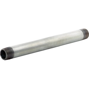 Fitting 21 mm (R 1/2) x 200 mm aus Temperguss, verzinkt, mit Außengewinde.