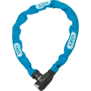 Blaues Abus Kettenschloss CH Lock 5405 mit Textilschlauch für Fahrräder.