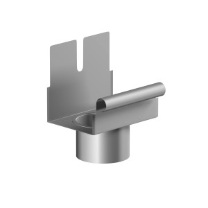 Einhangstutzen aus Alu Natur für Kastenrinne RG 75 zur Verbindung von Dachrinne und Fallrohr.