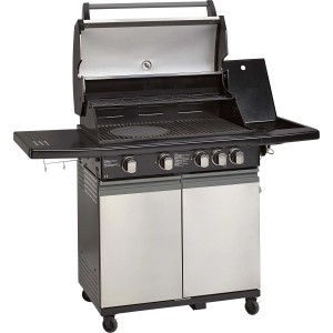 Jamestown Thunderbay 4-Brenner Gasgrill mit Seitenbrenner und ausklappbarem Seitentisch.