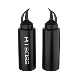 Pit Boss Squeeze Flaschen 2er-Pack, schwarz-weiß, für Grill-Saucen und Öle.