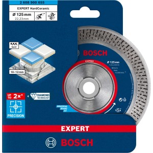 Bosch Expert Diamanttrennscheibe Hard Keramik, 125 mm Durchmesser. Zubehör für Winkelschleifer.