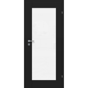 Schwarze Classen Zimmertür Kofano 1.2 mit Glaseinsatz, DIN links, 61x198,5 cm.